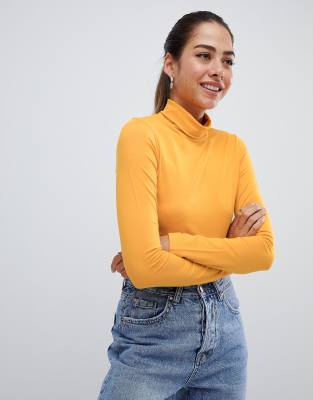 mustard mock neck top