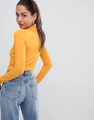 mustard mock neck top