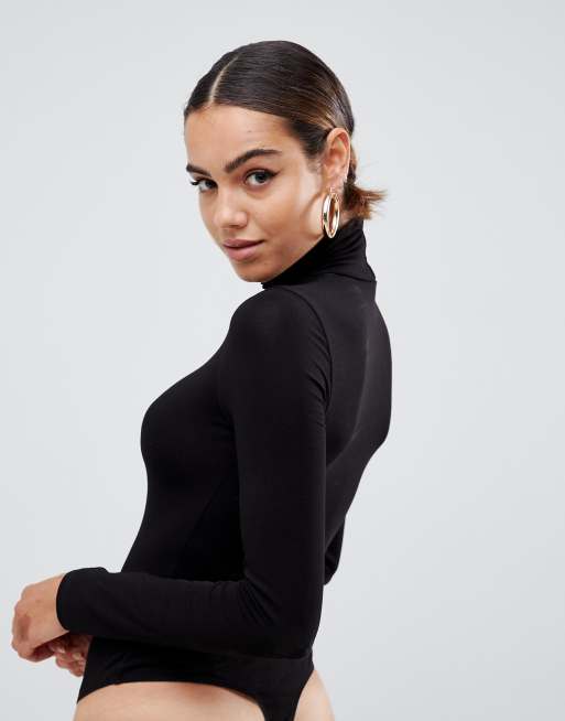 ASOS DESIGN turtle neck long sleeve bodysuit in black