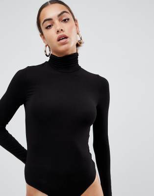 ASOS DESIGN turtle neck long sleeve bodysuit in black