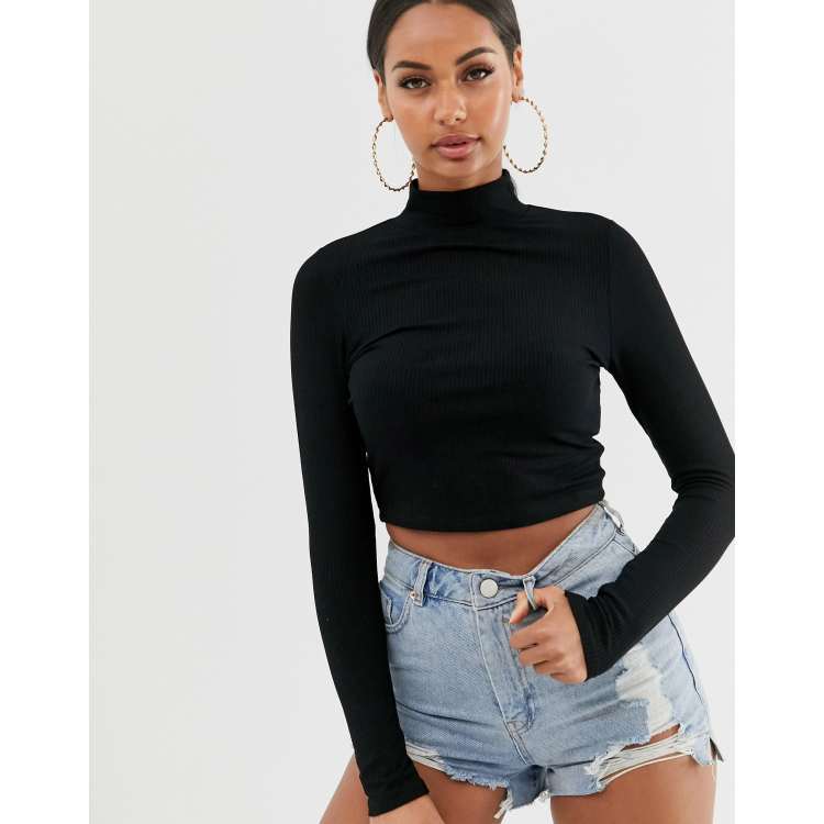 Crop top hotsell turtleneck short sleeve