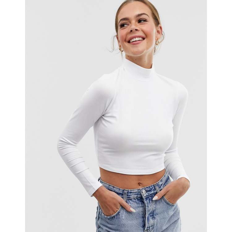 ASOS DESIGN turtleneck crop top in blue