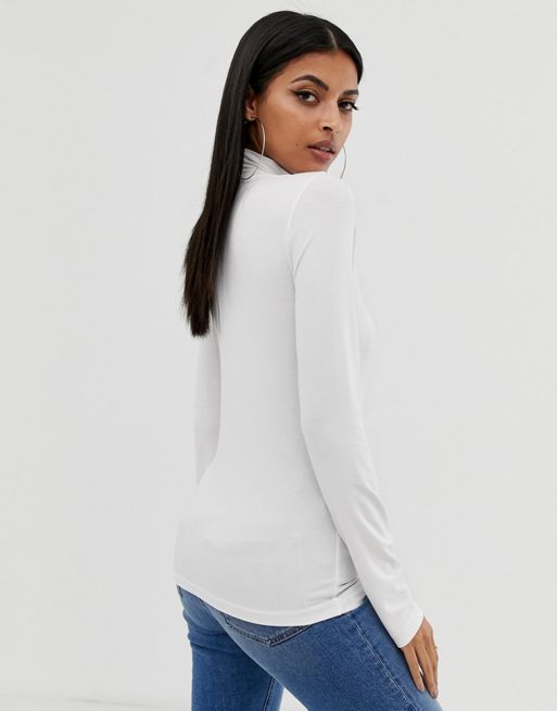 ASOS DESIGN long sleeve bodysuit with turtle neck in bottle green and off  white stripe