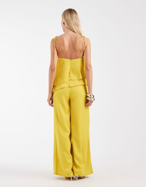 ASOS DESIGN - Tuta jumpsuit a doppio strato gialla, 3 di 4