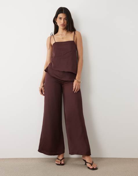 ASOS DESIGN - Tuta jumpsuit a doppio strato marrone cioccolato - view 1