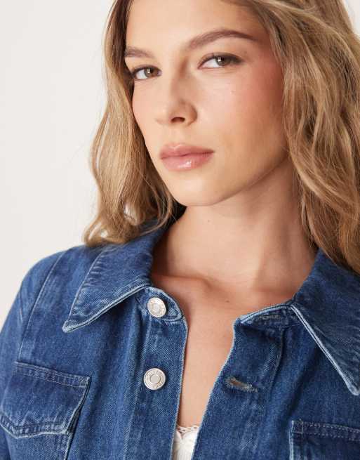 Tuta Denim Senza Maniche Donna - Scollo A V, Vita Alta, Gamba Svasata - Foto 2