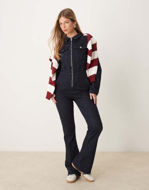 ASOS DESIGN - Tuta jumpsuit a maniche lunghe in denim indaco - view 1