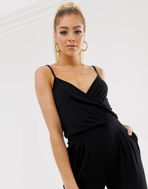 ASOS DESIGN - Tuta jumpsuit a portafoglio in jersey con spalline sottili e pinces, 3 di 4