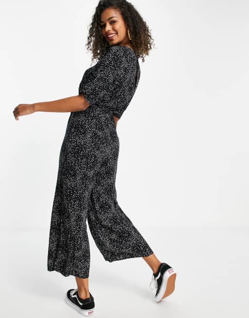 ASOS DESIGN - Tuta jumpsuit allacciata in vita con stampa a pois, 2 di 4
