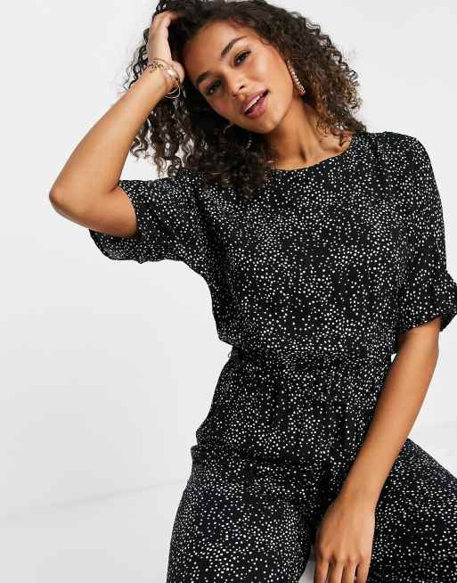 ASOS DESIGN - Tuta jumpsuit allacciata in vita con stampa a pois, 3 di 4