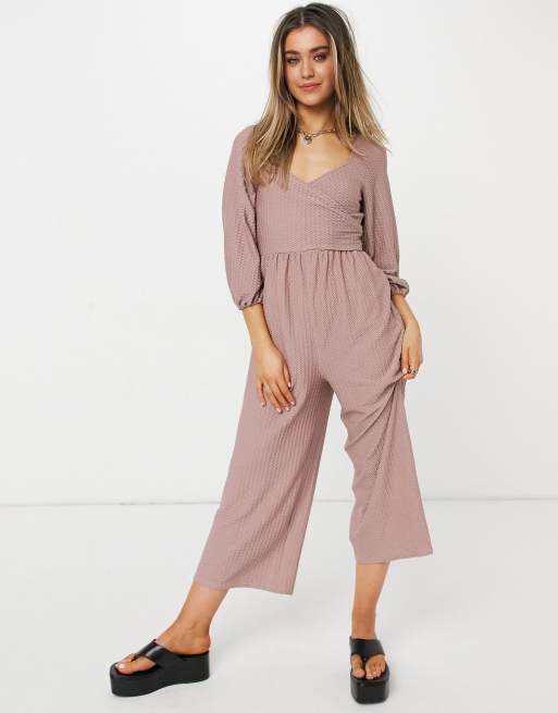 ASOS DESIGN - Tuta jumpsuit avvolgente testurizzata color tortora, 4 di 4