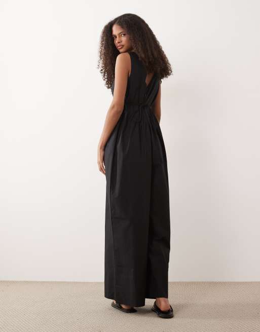 ASOS DESIGN - Tuta jumpsuit nera con pannello all'uncinetto in vita, 4 di 4