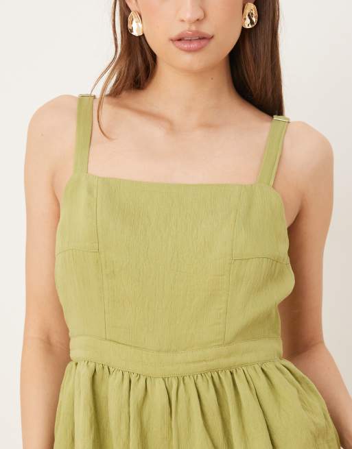 ASOS DESIGN - Tuta jumpsuit verde oliva con peplo in vita, 3 di 4