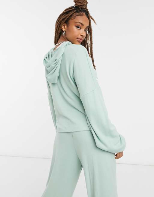 ASOS DESIGN - Tuta sportiva morbida con joggers dritti e felpa con cappuccio menta, 2 di 4