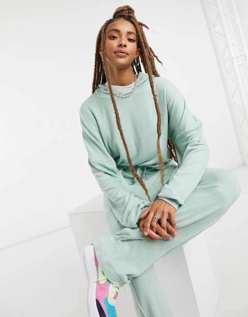 ASOS DESIGN - Tuta sportiva morbida con joggers dritti e felpa con cappuccio menta, 3 di 4