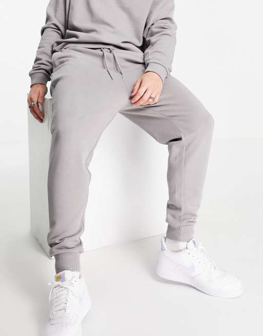 ASOS DESIGN - Tuta sportiva oversize grigia con felpa e joggers con fondo elasticizzato