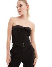 ASOS DESIGN Curve longline corset with diamante trim in black