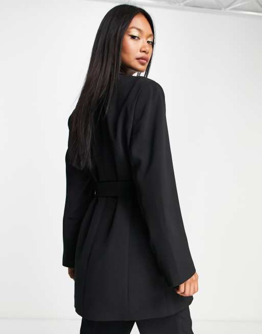 ASOS DESIGN tux belted blazer in black ASOS