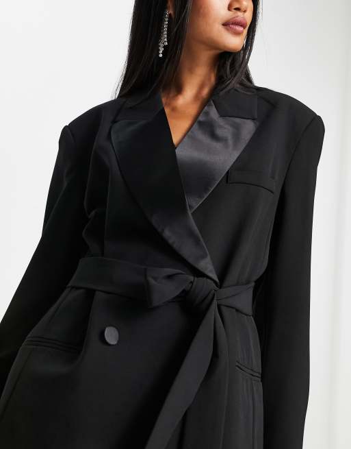 ASOS DESIGN tux belted blazer in black ASOS