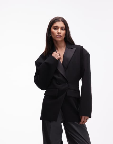 ASOS DESIGN tux blazer with satin lapel in black
