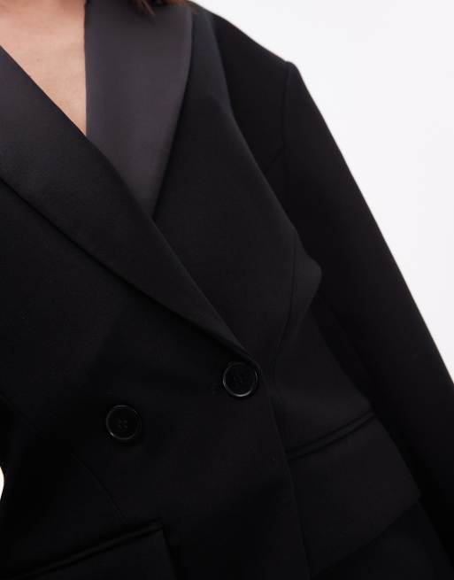 ASOS DESIGN tux blazer with satin lapel in black, 3 of 4