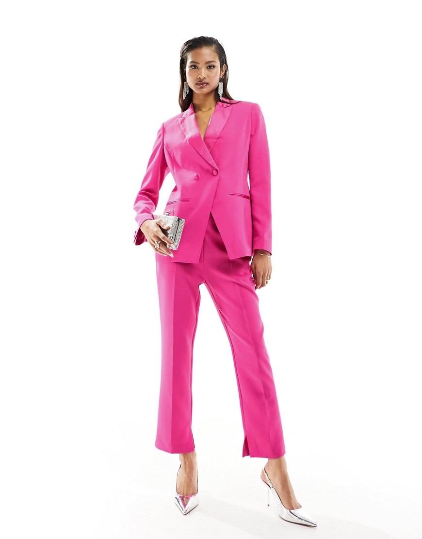 Asos Design Hourglass Double Breasted Tux Suit Blazer In Bright Pink