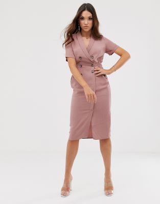 asos design tux midi dress