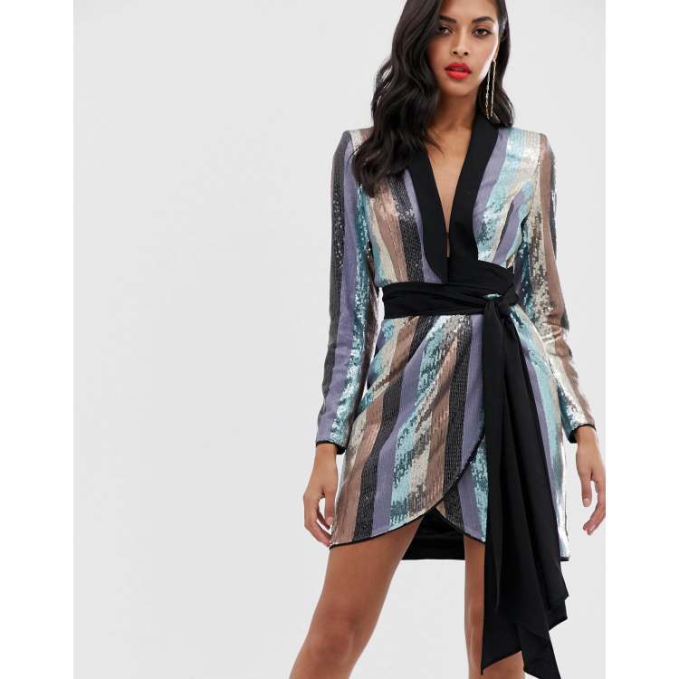 Asos sequin hot sale tux dress