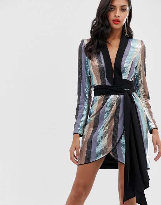 Sequin Stripe Gown