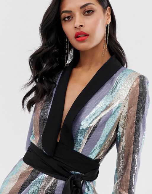 Asos sequin hot sale tux dress