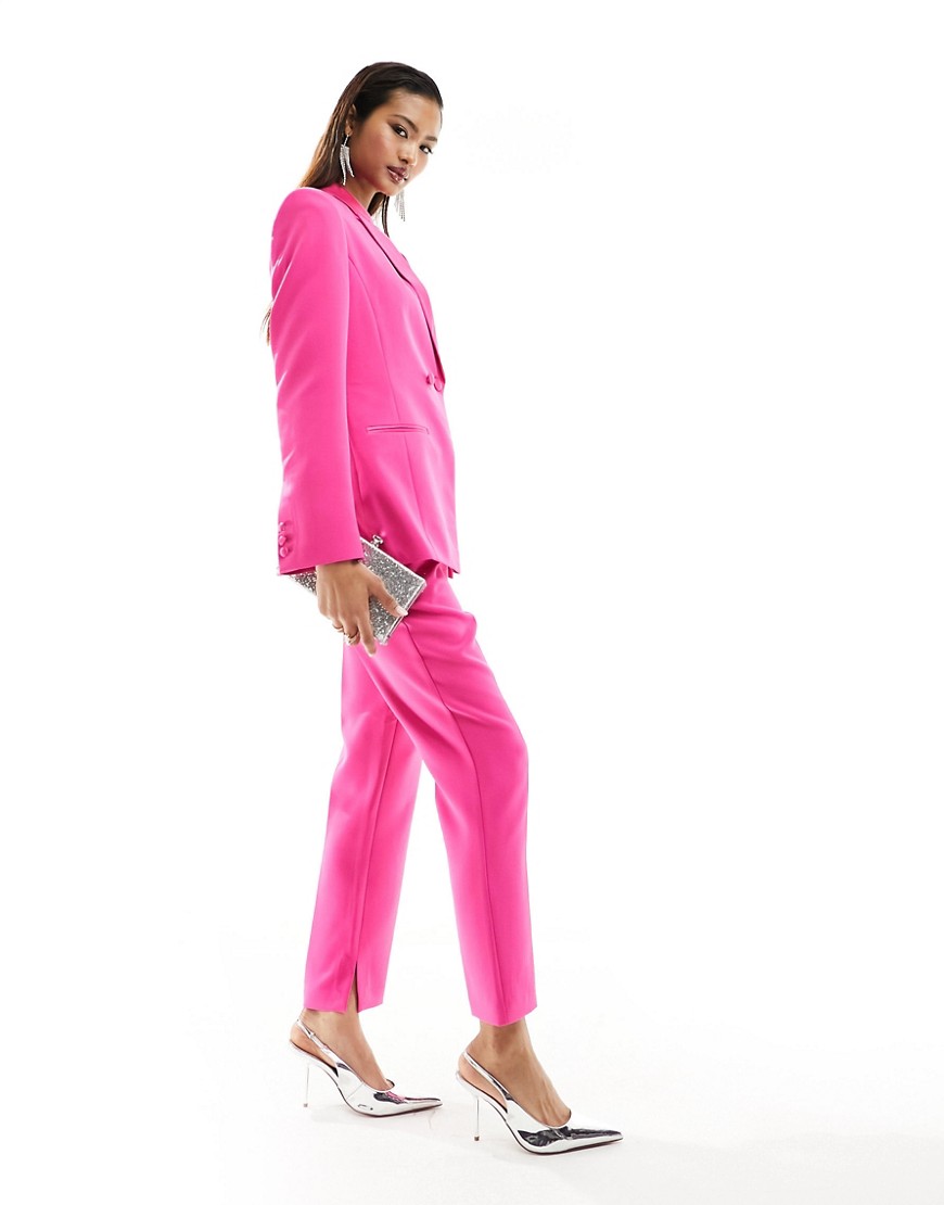 ASOS DESIGN tux tapered trousers in fuchsia-Pink