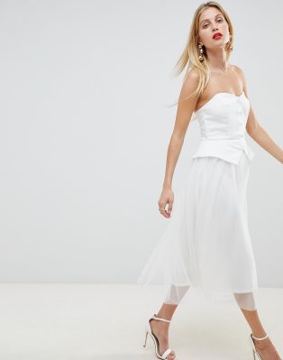 asos design tux midi dress