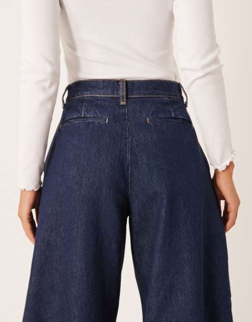 ASOS DESIGN – Tvättade jeans med hög midja, barrelben och veckdetalj, 4 av 5