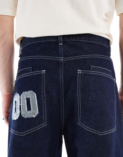 ASOS DESIGN – Tvättade, superbaggy jeans med detaljer på bakfickan , 4 av 5