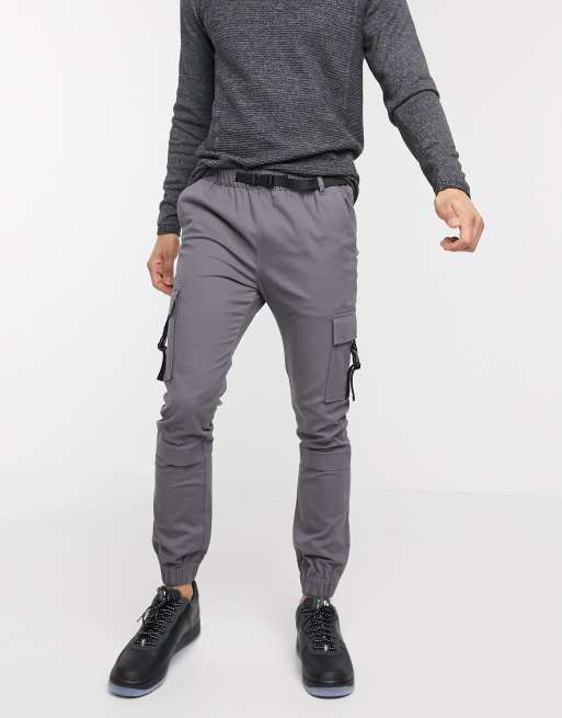 ASOS DESIGN – Tvättade svarta mjukisbyxor i cargomodell med muddar och supersmal passform, 4 av 4