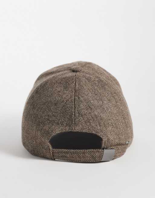 ASOS DESIGN tweedkeps med broderi i brunt, 3 av 3