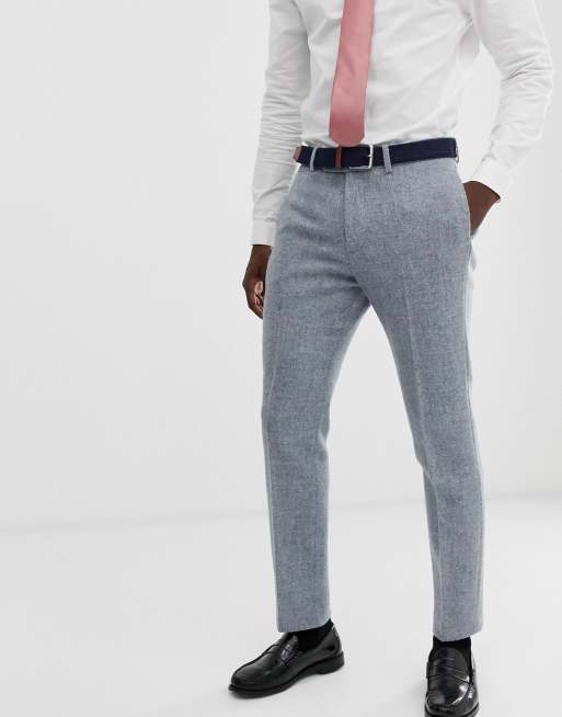 ASOS DESIGN - Szary dopasowany garnitur ze 100% wełny Harris Tweed, 3 z 4