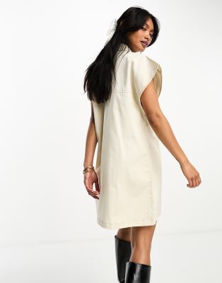 ASOS DESIGN twill boxy sleeveless mini shirt dress with contrast