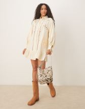 ASOS DESIGN broderie square neck waisted maxi dress in white