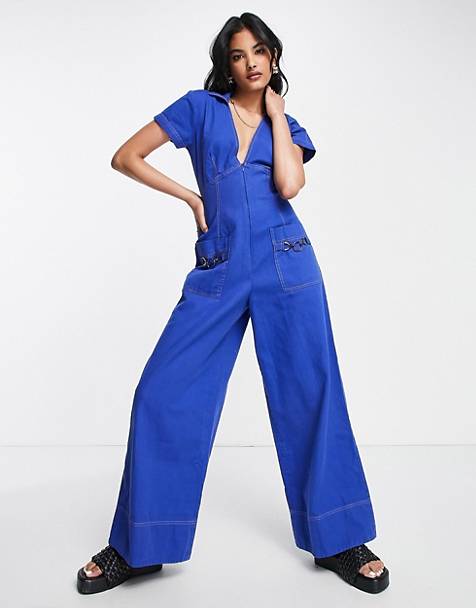 ASOS Petite Twill Lace Up Front Jumpsuit Womens Clothing Jumpsuits and rompers Full-length jumpsuits and rompers 