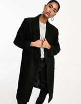 ASOS DESIGN mid length dad coat in black | ASOS