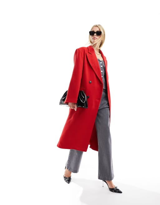 ASOS DESIGN – Twill-Dad-Mantel aus Wollmix in Rot ASOS