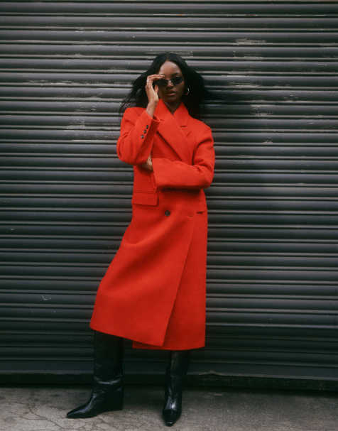 Long red deals coat womens