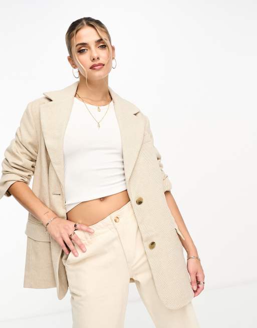 Mink Textured Wool Look Oversized Blazer