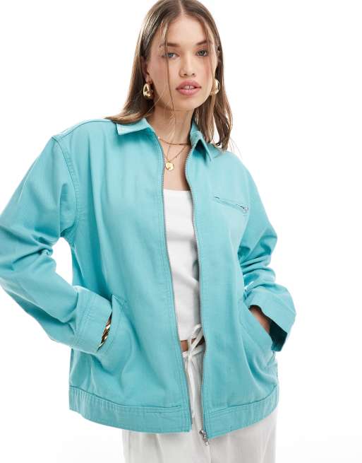 ASOS DESIGN twill harrington shacket in blue