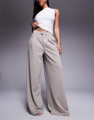 ASOS DESIGN - Twill-Hose aus Jersey in Steinbeige mit weitem Bein-Schwarz