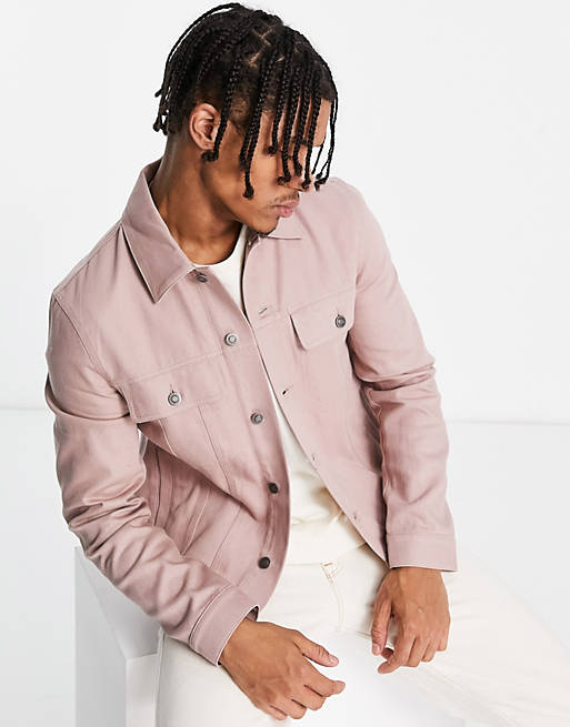 ASOS DESIGN Twill-jakke i forvasket lyserød | ASOS
