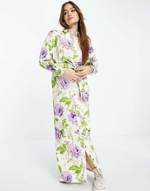 ASOS DESIGN twill maxi shirt dress in floral print ASOS