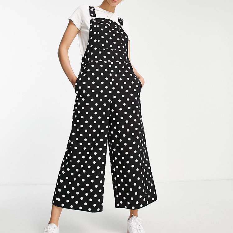 ASOS DESIGN twill overalls in mono spot print Asos Women Clothing Dungarees 