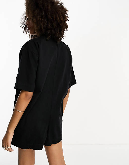 ASOS DESIGN twill oversized playsuit washed black | ASOS